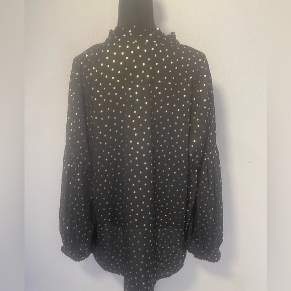Lane Bryant Black and Gold Polka Dot Blouse - Size 16 - Picture 5 of 11